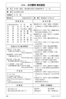 小川香料の企業情報（2014年12月20日現在）