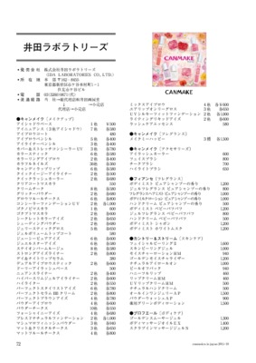 井田ラボラトリーズの化粧品一覧（2015年11月20日現在）